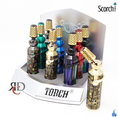 SCORCH TORCH SWIVEL NOZZLE W/ TRIGGER LOCK, ASST. COLORS - STDS203 9CT/ DISPLAY